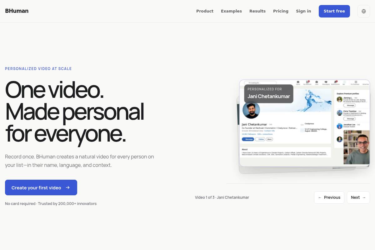 9. BHuman: Best for Personalized Video at Scale