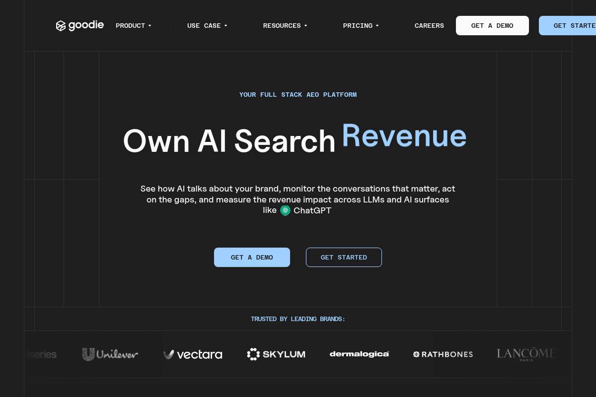 9. Goodie AI: Best for Enterprise AEO and Agentic Commerce Tracking
