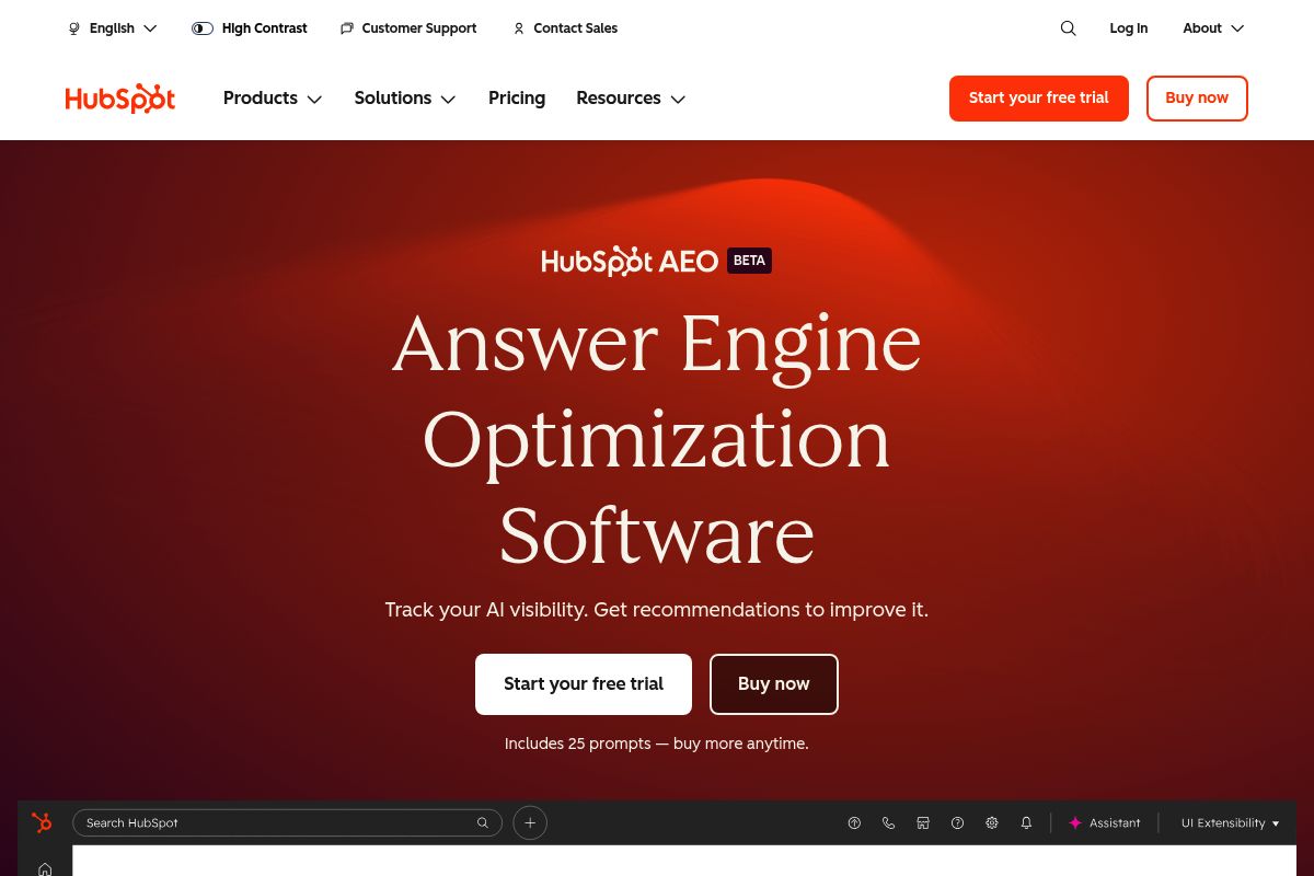 9. HubSpot AEO — Best for CRM-Connected AI Visibility for HubSpot Users