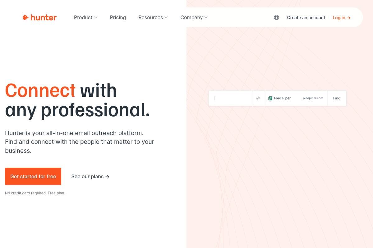 9. Hunter.io — Best for Email Finding and Verification for Outbound Sales