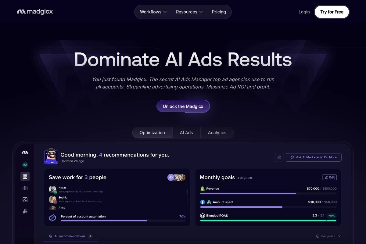 9. Madgicx: Best for AI-Driven Meta Ad Automation on a Budget