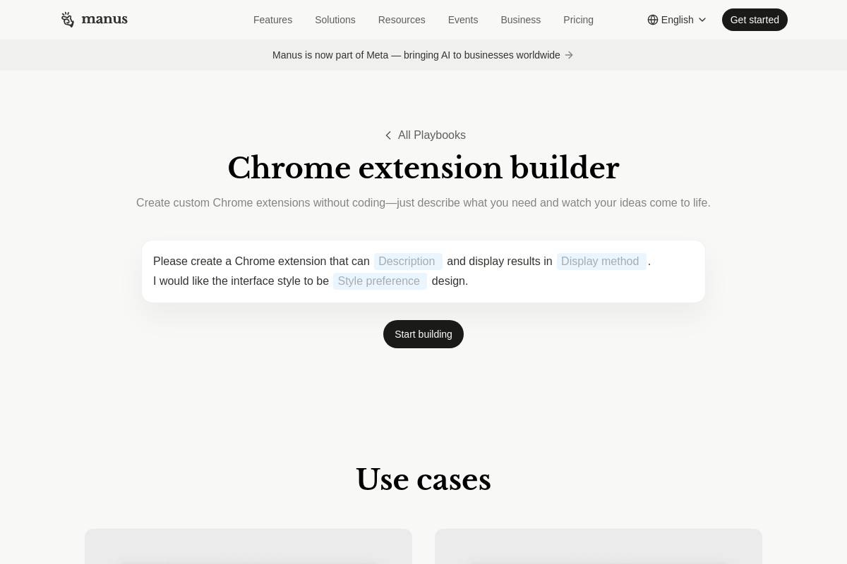 9. Manus Chrome Extension Builder — Best for Personal AI-Assisted Browser Utilities