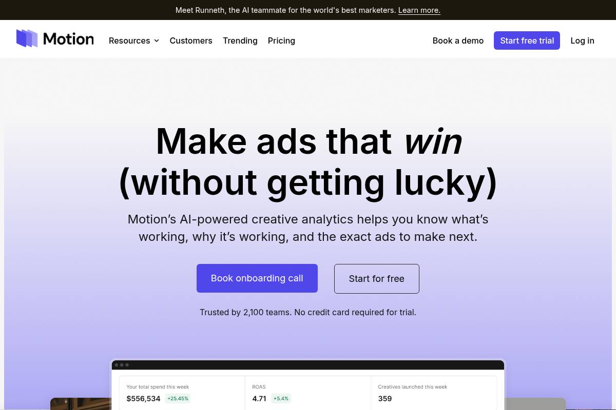 9. Motion: Best for Post-Launch Creative Analytics