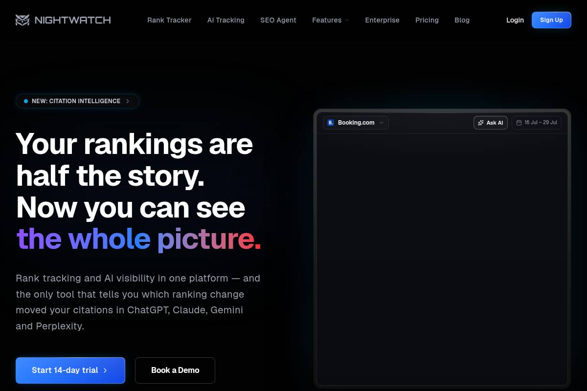 9. Nightwatch — Best for Combined Rank Tracking and AI Visibility