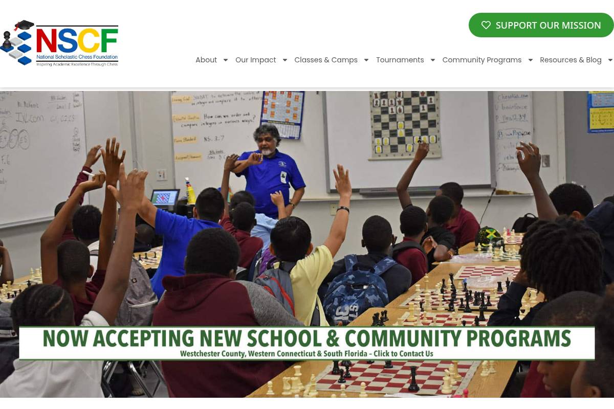 9. NSCF (National Scholastic Chess Foundation): Best for Nonprofit School-Based Scholastic Chess Enrichment