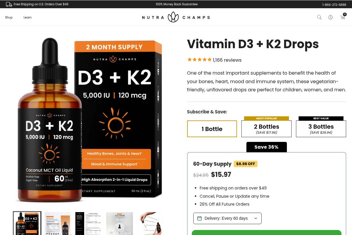 9. NutraChamps Vitamin D3 + K2 Drops — Best for Family-Friendly Flexible Dosing