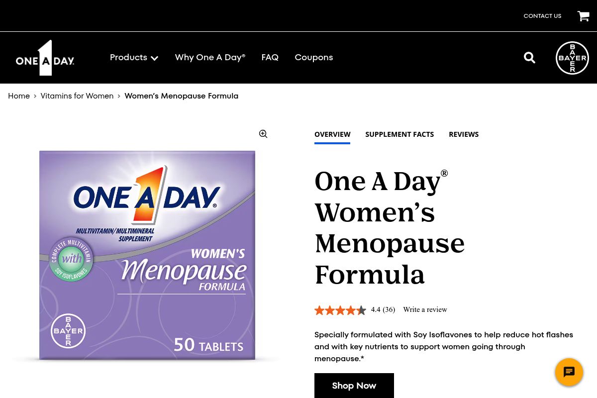 9. One A Day Women's Menopause Formula — Best for Menopause Transition Support