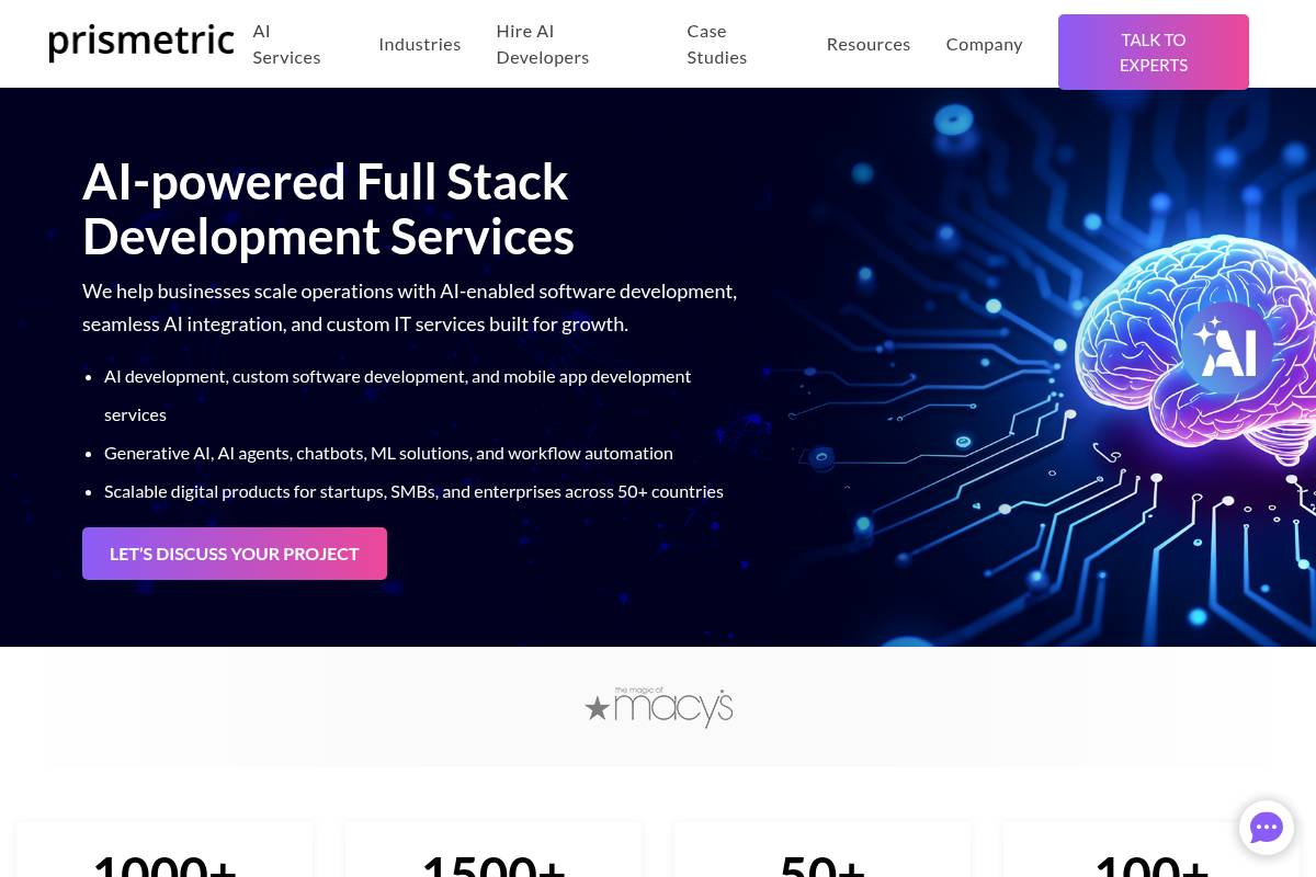 9. Prismetric: Best for Global Delivery with AI Add-Ons