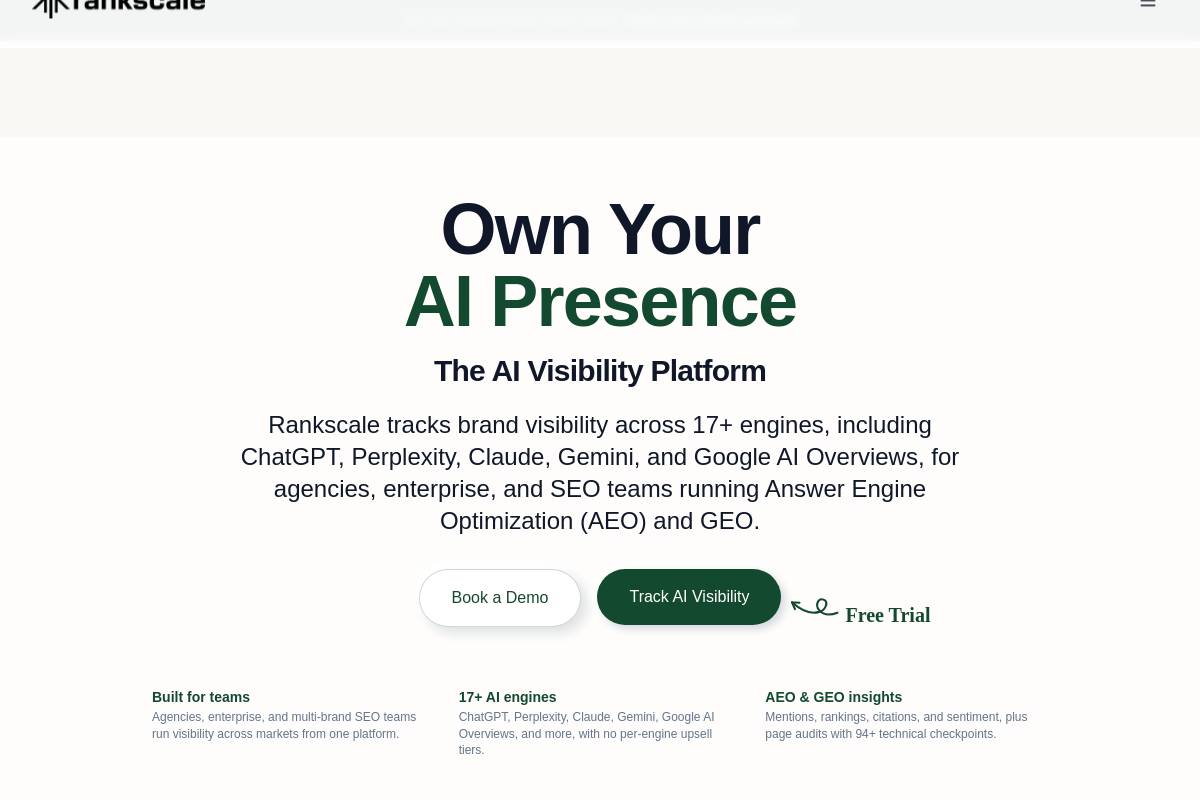 9. Rankscale AI: Best for Cheapest Credit-Based Multi-Engine Tracking
