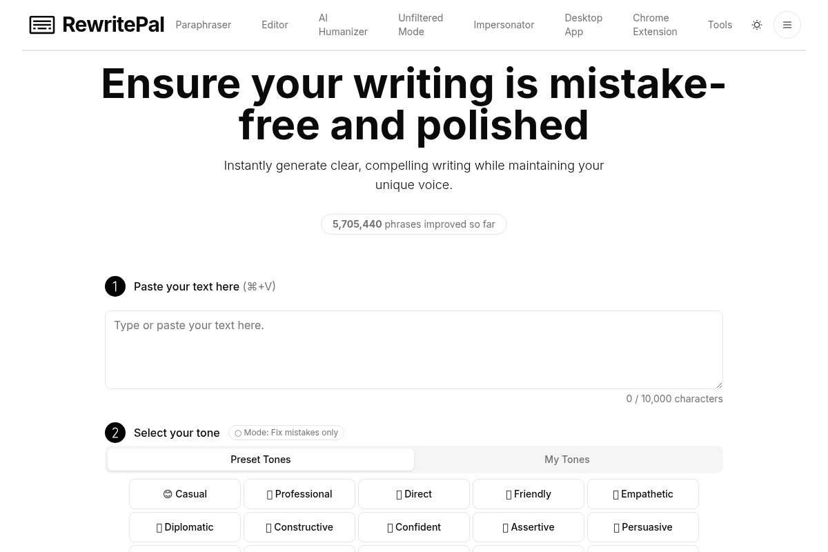 9. RewritePal — Best for No-Signup Access