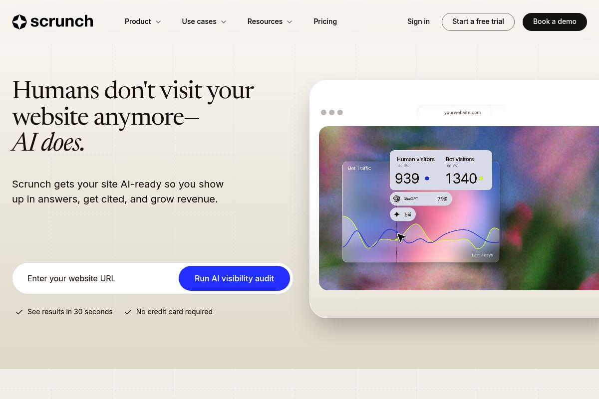 9. Scrunch AI — Best for Enterprise Brand Safety Monitoring