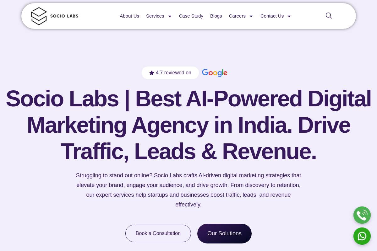 9. Socio Labs — Best for Full-Funnel Digital Marketing with an AI SEO Add-On