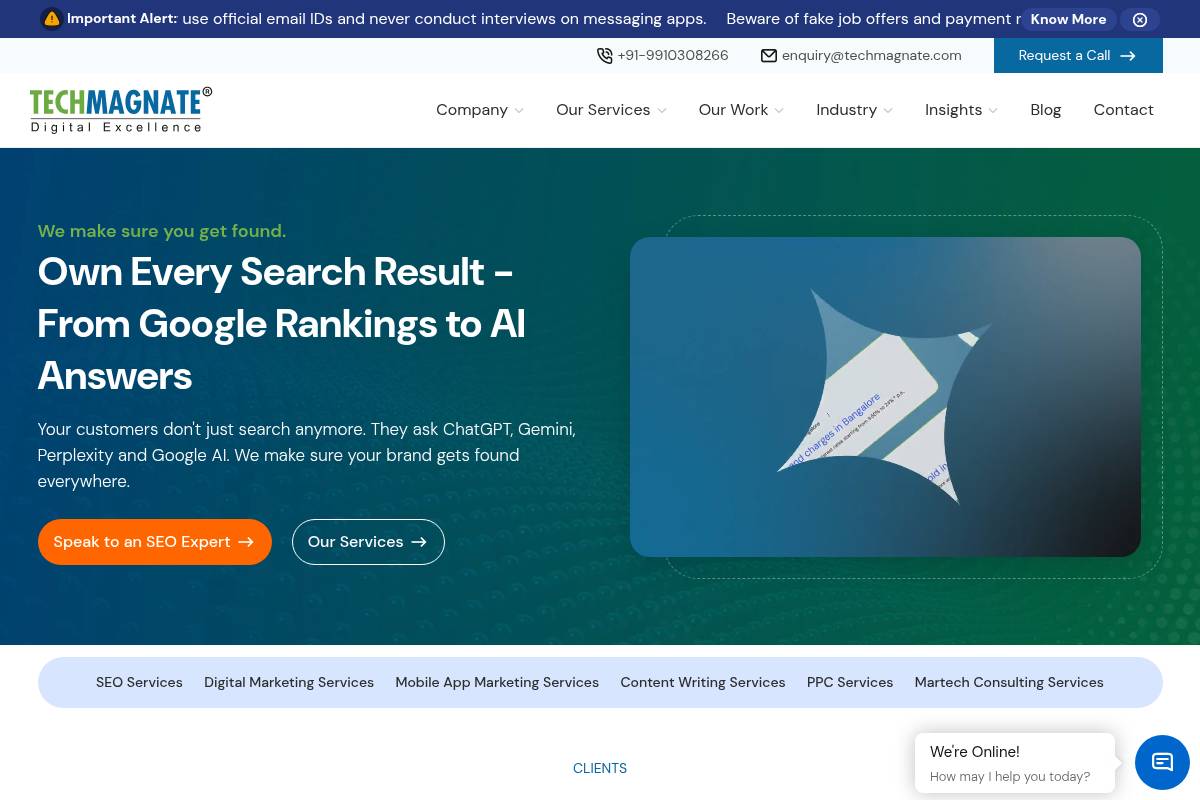 9. Techmagnate: Best for Enterprise-Scale SEO + GEO Programs