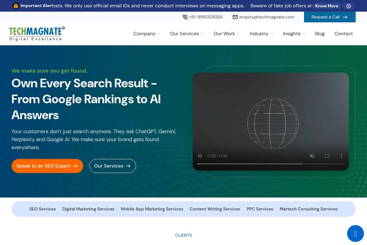 9. Techmagnate: Best for Enterprise SEO and Paid Search