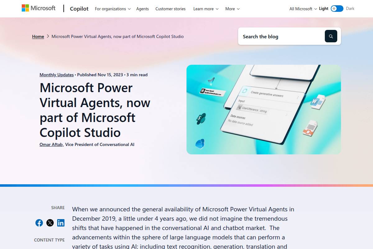 Microsoft Power Virtual Agents